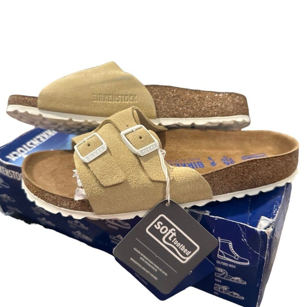 Birkenstock Soft Footbed Suede Sandals Vanilla Narrow 36 EU Women 5-5.5 Vaduz